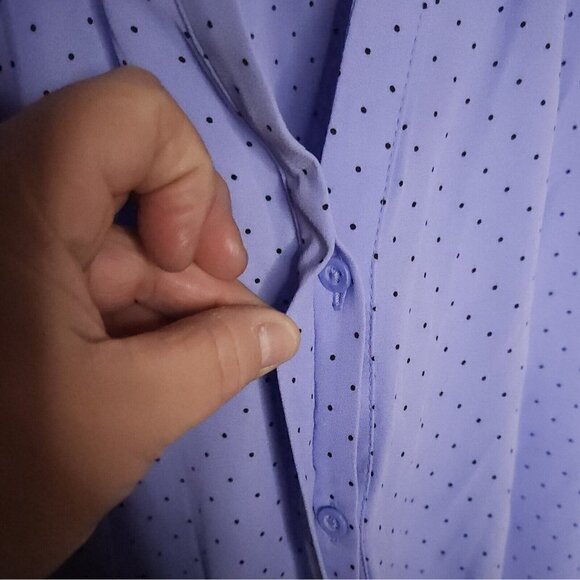 Dana Buchman Blue Front Tie Navy Polka Dot Blouse Medium - Picture 3 of 7